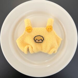 Yellow heart button velvet overalls