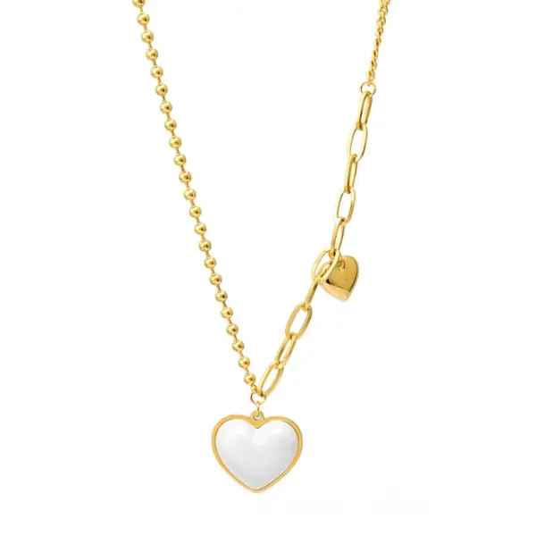 Wholesale Jewelry Fashion Heart Shape 304 Stainless Steel Artificial Pearls 18K Gold Plated Inlay Stainless Steel Jewelry Sets