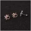 316L Stainless Steel Copper Zircon Ear Cartilage Rings & Studs Flower Waterproof Non Tarnish Surgical Steel