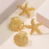 1 Pair Beach Simple Style Classic Style Starfish Shell 304 Stainless Steel Imitation Gold Electroplating Ear Studs