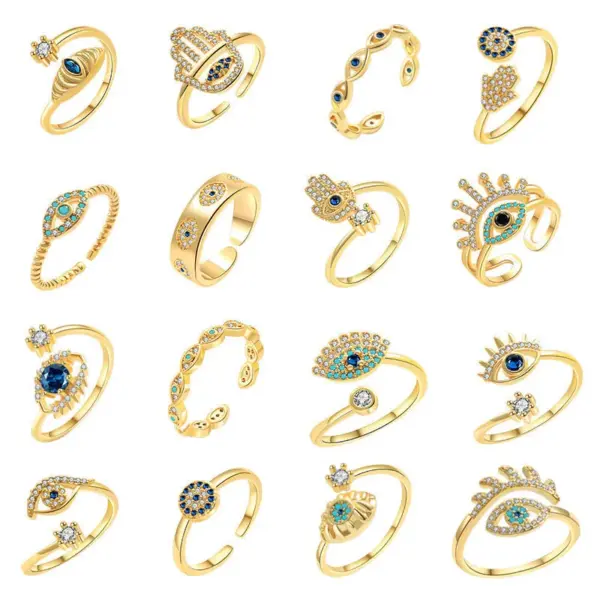 Wholesale Devil's Eye Ring Gold-Plated Copper Unique Jewelry For Women Open Bracelet Simple Suitable For Dates