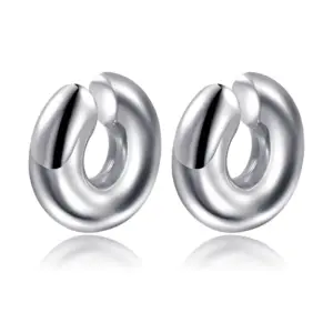 Glossy Hollow Ear Clip / Steel Color