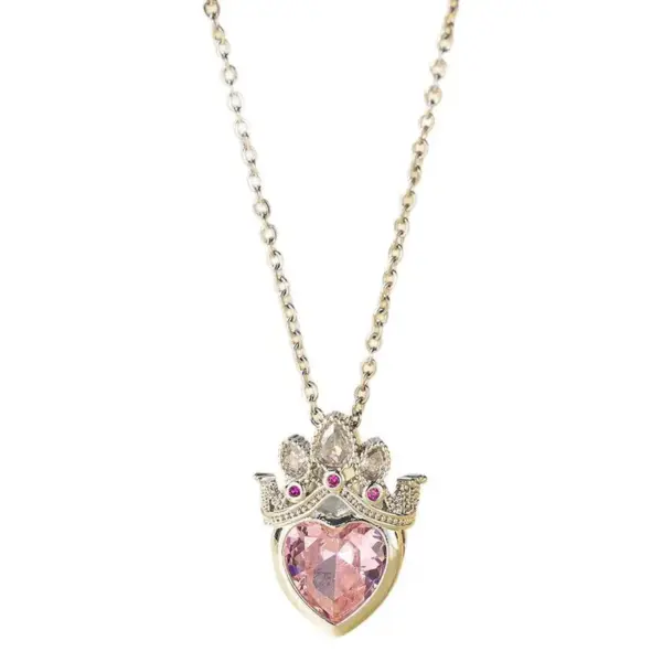 French Elegant Pink Diamond Crown Heart Micro-Paved Necklace Women Fashion Sweet Fairy Wind Clavicle Chain Set Titanium Steel