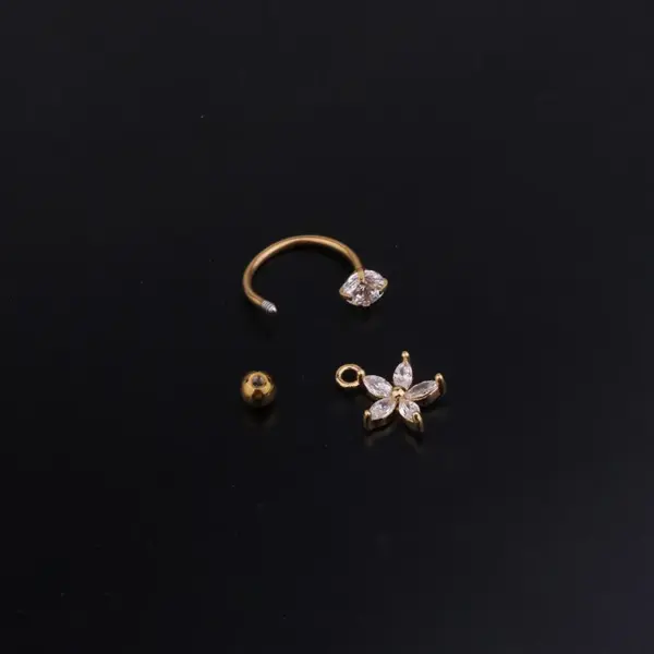 316L Stainless Steel Copper Zircon Ear Cartilage Rings & Studs Geometric Waterproof Non Tarnish Surgical Steel