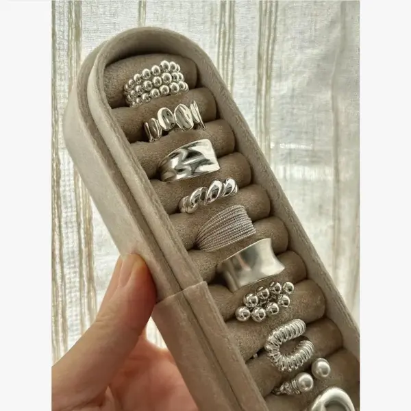 Wholesale Retro Heavy Work Copper Ring Women's High-End Minimalist Luxury New Style Cold Tone Geometric Design Jewelry