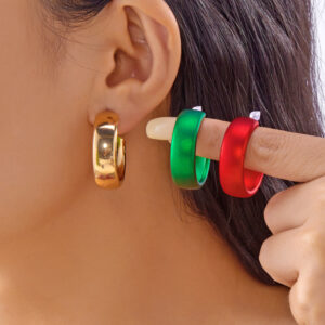 Wholesale Christmas Red, Green and White Twisted Earrings