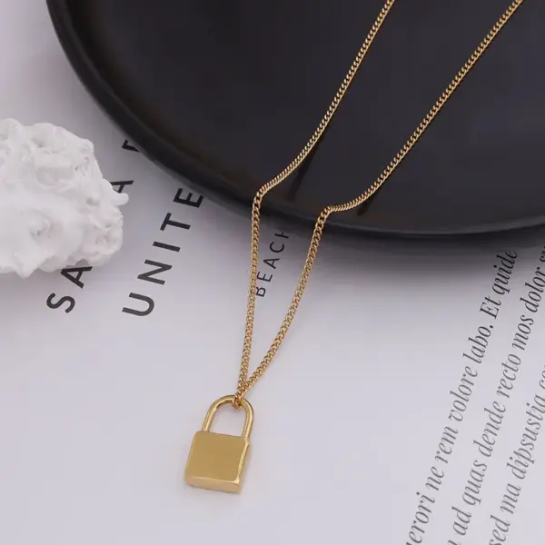 PVD Coated Real Gold Plated 18K Gold Geometric 304 Stainless Steel Waterproof Non Tarnish 304 Stainless Steel Necklace