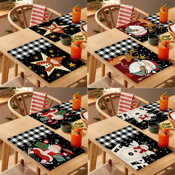 Wholesale Household Christmas Linen Printed Placemats Christmas Dining Table Non-Slip Heat Insulation Mats Wholesale Western Dining Table