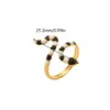 Wholesale Jewelry Retro Eye Flower Snake 304 Stainless Steel 18K Gold Plated Enamel Open Rings