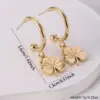 Wholesale 1 Pair Simple Style Four Leaf Clover Flower Plating Titanium Steel Earrings