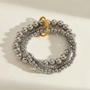 3 Steel-Striped Oval Gold Buckle