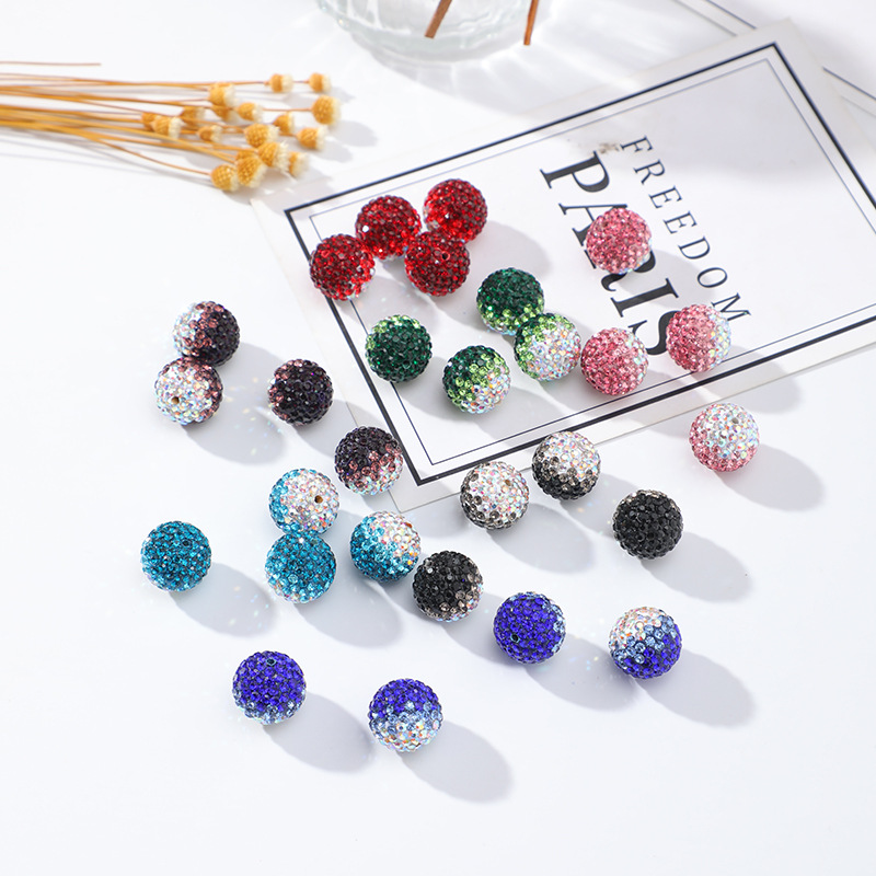 Wholesale 16cm Diamond Ball Diamond Beads Gradient Color Diamond Ball Two-Color Diamond Ball Cross-Border Best-Selling Bracelet Handmade Exquisite Bea
