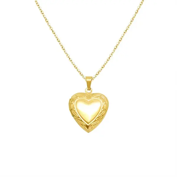 PVD Coated Real Gold Plated 18K Gold Heart 304 Stainless Steel French Style Waterproof Non Tarnish 304 Stainless Steel Pendant Necklace