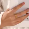 Wholesale PVD Coated 18K Gold Plated Asymmetrical 304 Stainless Steel Hip-Hop Waterproof Non Tarnish Open Rings
