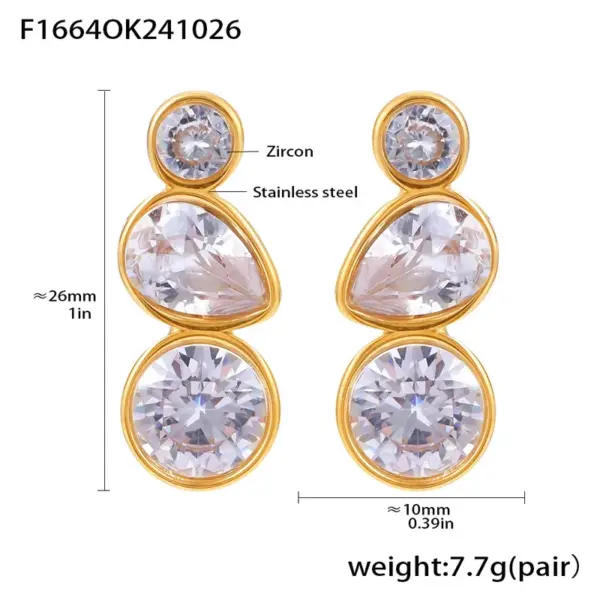 Wholesale PVD Coated Real Gold Plated 18K Gold Water Droplets 304 Stainless Steel Elegant Luxurious Vacation Waterproof Non Tarnish Drop Earrings