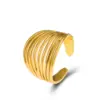 Wholesale PVD Coated 18K Gold Real Gold Plated Solid Color 304 Stainless Steel Casual Waterproof Non Tarnish Open Ring