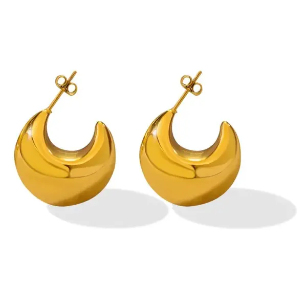Wholesale PVD Coated Real Gold Plated Solid Color Titanium Steel Fashion Waterproof Non Tarnish Ear Studs