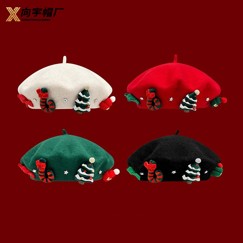 Wholesale Chilen's Christmas wool parent-child beret