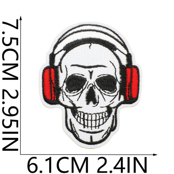 oly-5dd59540ddbd289b4e15f9b640049fd7 Wholesale Xiao Tian Music Skull Embroidered Cloth Sticker et Clothes Decoration Guitar Notes Patch Sticker Mouth Embroidered Zhang Zi