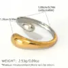 oly-5dd9ffa00372b35db789b50b885304c1 Wholesale PVD Coated Real Gold Plated 18K Gold Geometric 304 Stainless Steel IG Style Elegant Simple Style Waterproof Non Tarnish Open Rings