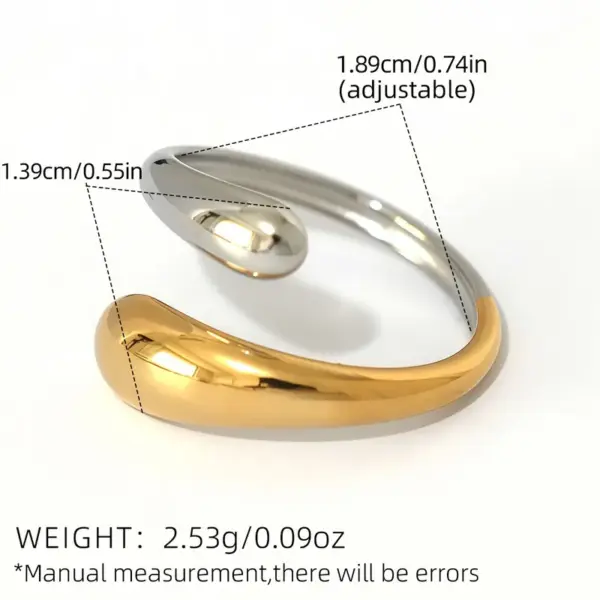 oly-5dd9ffa00372b35db789b50b885304c1 Wholesale PVD Coated Real Gold Plated 18K Gold Geometric 304 Stainless Steel IG Style Elegant Simple Style Waterproof Non Tarnish Open Rings