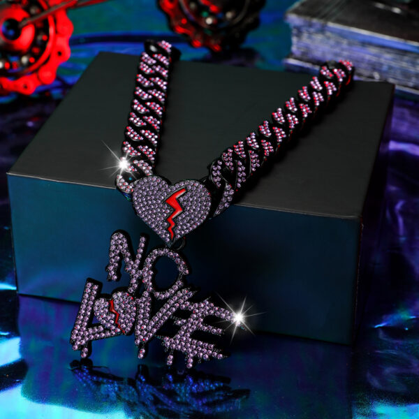 Wholesale Diamond-studded English lettering hip-hop Cuban necklace