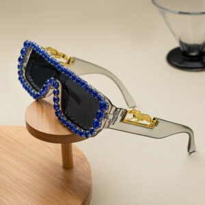 Gray transparent frame blue diamond