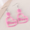 Wholesale Europe and the United States cross-border new mother's day pink MAMA hollow love disc pendant acrylic sequin double-sided earrings