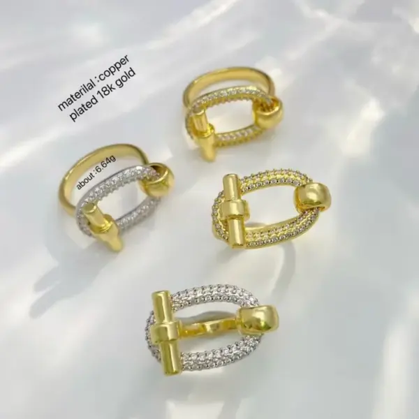 Wholesale Jewelry Vintage Style Classic Style Geometric Copper Zircon Mixed Metal Rings Bracelets