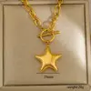 Wholesale Luxury Stainless Steel Star Necklace Women's High-End Accessory Trendy Minimalist Jewelry Casual Vacancy Gold Plated Lobster Clasp Cuban Chain