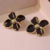1 Piece Lady Romantic Flower Titanium Steel Earrings Ear Studs