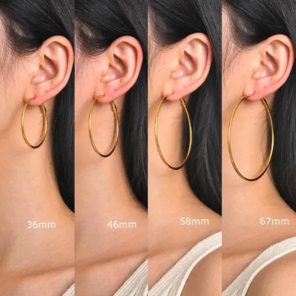 PVD Coated Real Gold Plated Circle 304 Stainless Steel Simple Style Waterproof Non Tarnish Earrings