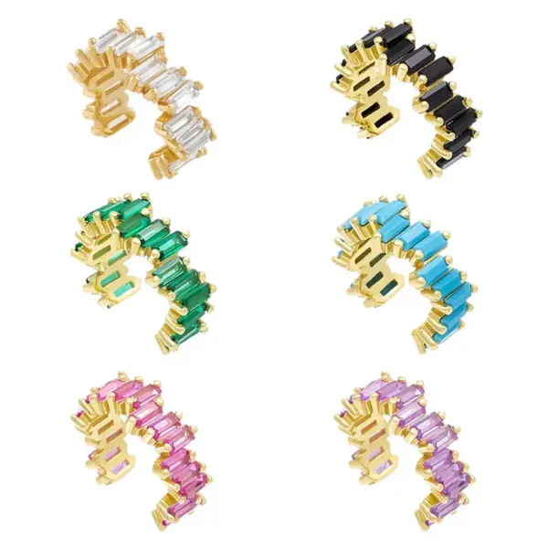 Wholesale Fashion Geometric Copper Ear Clips Inlay Zircon Copper Earrings 1 Piece
