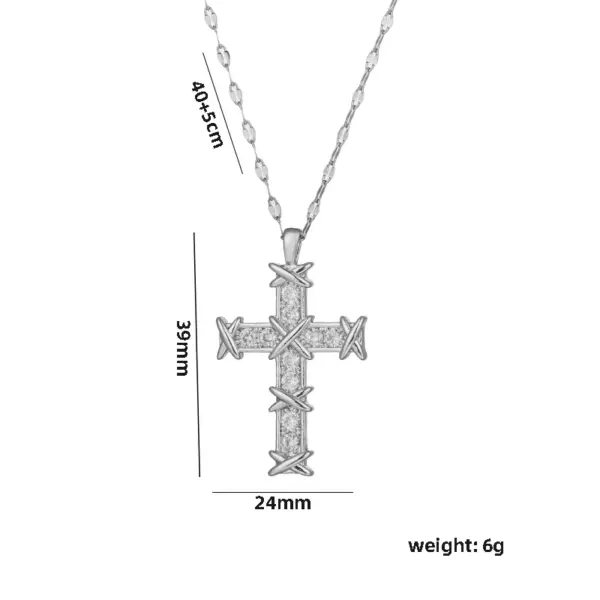 Wholesale PVD Coated Real Gold Plated Cross Stainless Steel Vintage Style Waterproof Non Tarnish Titanium Steel Pendant Necklace
