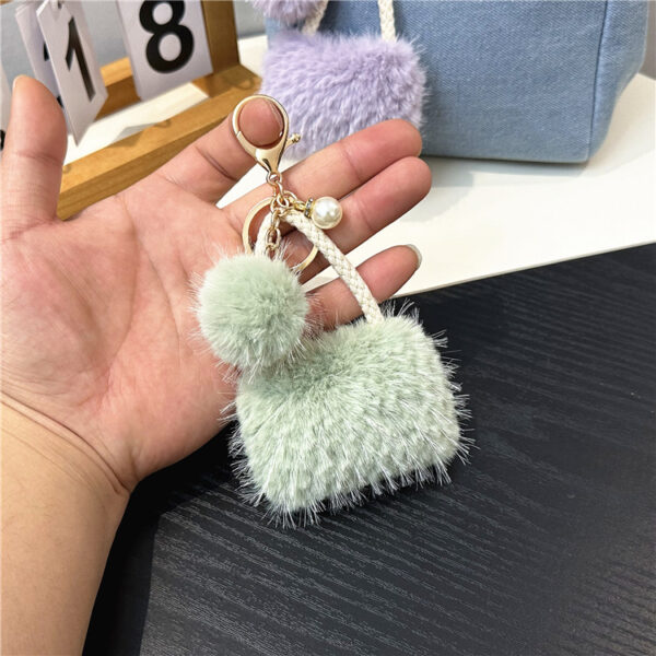 Wholesale Light Luxury Small Chanel Style Mini Bag Style Keychain Cute Plush Pearl Pendant Car Key Chain Hanging Gift