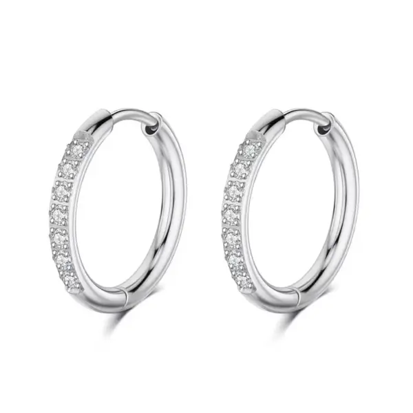 Wholesale 201 Stainless Steel Solid Color Zircon Real Gold Plated Elegant Waterproof Non Tarnish Inlay Hoop Earrings