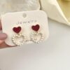 oly-5e03a57f72bfe763ff7d63b29270cba2 Wholesale Wine Red Retro Hong Kong Style Ear Clip Without Ear Holes Temperament High-end Pearl Earrings Ear Clip Earrings