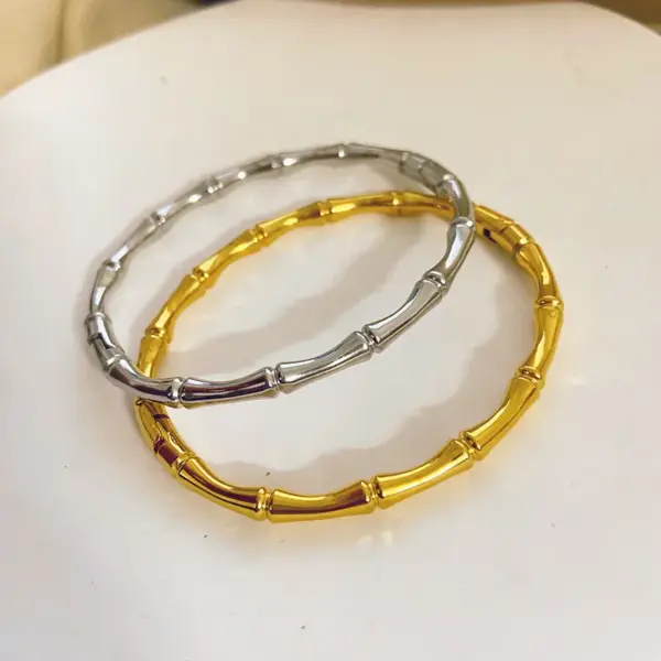 Wholesale Chinoiserie Casual Bamboo Solid Color Titanium Steel Plating Bangle