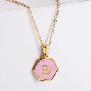 Wholesale PVD Coated 18K Gold Plated Letter 304 Stainless Steel Waterproof Non Tarnish 304 Stainless Steel Pendant Necklace