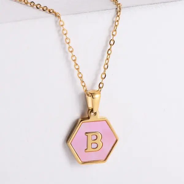 Wholesale PVD Coated 18K Gold Plated Letter 304 Stainless Steel Waterproof Non Tarnish 304 Stainless Steel Pendant Necklace