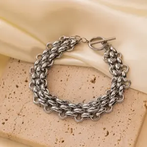 49【E168】Watch Chain Bracelet / Steel Color