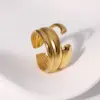 Wholesale PVD Coated Real Gold Plated 18K Gold Lines 304 Stainless Steel Modern Style Simple Style IG Style Waterproof Non Tarnish Open Rings