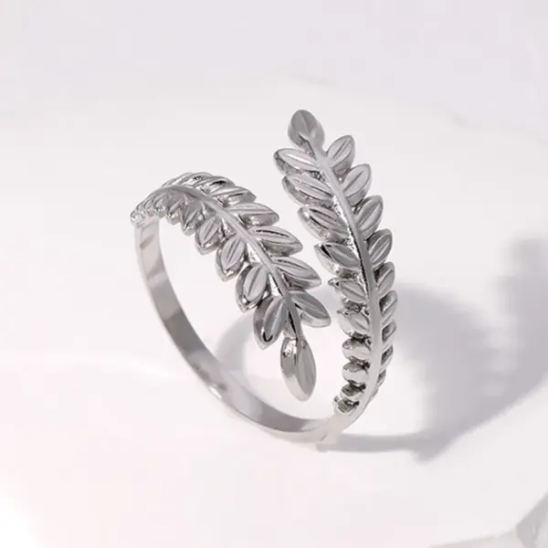 Wholesale Jewelry Sweet Leaf 304 Stainless Steel 18K Gold Plated Plating Stainless Steel Rings