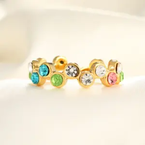 18K Real Gold Color Diamond Irregular / Adjustable Opening