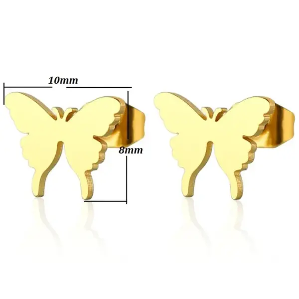 Wholesale PVD Coated 18K Gold Real Gold Plated Butterfly 304 Stainless Steel Simple Style Waterproof Non Tarnish Ear Studs