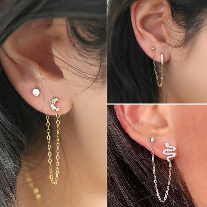 Ear Cartilage Rings & Studs Simple Style Copper Plating Artificial Gemstones