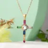 Wholesale Streetwear Cross Copper 18k Gold Plated Zircon Pendant Necklace In Bulk