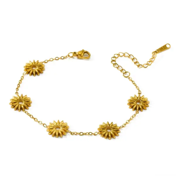 Wholesale Simple Commuter Daily 18K Stainless Steel Butterfly Knot Flower Bracelet Elegant Casual Classic Style Cable Chain Lobster Clasp