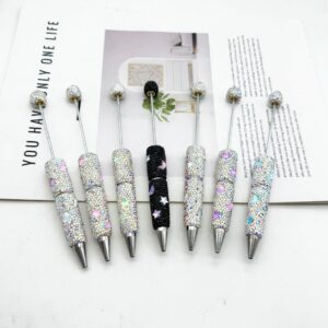 Wholesale Cross-border diy star moon mocha full diamond beaded pen creative rhinestone cute pen colorful gift pen
