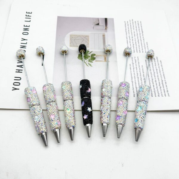 Wholesale Cross-border diy star moon mocha full diamond beaded pen creative rhinestone cute pen colorful gift pen